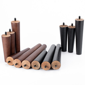 Patas cónicas de madera maciza para muebles de TV, patas redondas con tornillos, patas de soporte de madera de caucho con barniz transparente. - Product Image 4