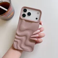 Coque de téléphone antichoc en silicone souple avec effet vague d'eau 3D mat pour iPhone 17, 16, 15, 14, 13, 12, 11 Pro Max, 17 Pro