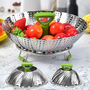 Vaporera de Alimentos de Acero Inoxidable de 11 Pulgadas en Oferta, Vaporera de Verduras con Asa Extensible, <span class=keywords><strong>Cesta</strong></span> <span class=keywords><strong>para</strong></span> Vaporera de Verduras - Product Image 3