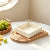 Boîte à gâteau carrée blanche en papier avec couvercle transparent