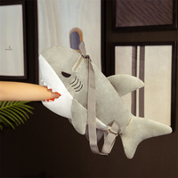 Sac à dos en peluche requin JUSTQUNSEEN pour enfants, en polyester, design unisexe, rembourré en coton PP, jouets brodés pour enfants