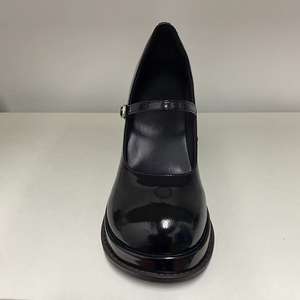 Zapatos de tacón grueso de 9 cm para mujer, de cuero vacuno patentado, con plantilla de piel de cerdo, punta cuadrada, estilo Mary Jane, personalizables con logo de fábrica. - Product Image 2