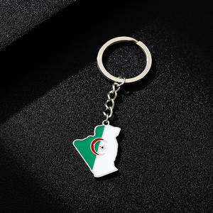 Émail à la mode algérie carte drapeau <span class=keywords><strong>porte</strong></span>-clés pour hommes femmes en acier inoxydable pendentif <span class=keywords><strong>porte</strong></span>-clés couleur or algérien amulette accessoire nouveau - Product Image 4