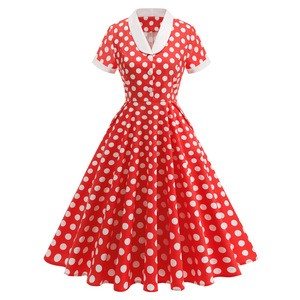 Robe vintage à pois jaune avec col Peter Pan blanc, style rétro des années 1950, robe décontractée pour soirée - Product Image 5