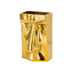 Nordique or galvanisé <span class=keywords><strong>visage</strong></span> <span class=keywords><strong>forme</strong></span> <span class=keywords><strong>Vase</strong></span> en céramique luxe maison salon meuble TV décoration pièces Art fleur <span class=keywords><strong>Vase</strong></span> - Product Image 5