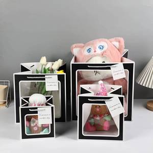 Sang Trọng Cửa Sổ Mở Trong Suốt Món Quà Kỳ Nghỉ Túi Con Rối Đồ Chơi Bao Bì Tùy Chỉnh Kraft Túi Giấy - Product Image 2