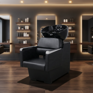 K Wholesale Cama de lavado de cabello moderna para peluquería con lavabo cerámico, semi horizontal, para tratamientos capilares y lavado de cabello - Product Image 1