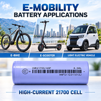 Batterie EV INR21700 40P 4000mAh à courant élevé pour vélo électrique, cellule de batterie 21700 pour vélo électrique, OEM ODM