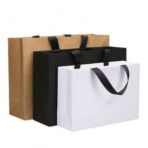 Bolsas de Papel Kraft con Asas, Impresas, de Lujo, Reciclables, para Regalos, con Logotipo de Marca de Ropa, Personalizadas, para Compras al por Mayor - Product Image 1