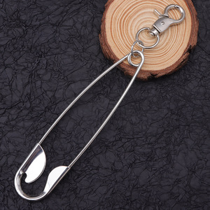 Stainless Steel <b>Safety</b> Pin <b>Keychain</b> Hook Shape Unisex Fashion Body Chain Daily Wear Accessory - Product Image 1