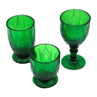 Verres à vin en verre coloré de style rétro, fabriqués à la machine, avec gaufrage géométrique, écologiques, compatibles lave-vaisselle, capacité de 230 ml