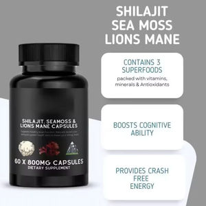 Hot-Selling Premium Himalayan Shilajit Supplements <b>Sea</b> <b>Moss</b> Lions Mane for Energy Immunity 60 <b>Capsules</b>/Bottle Store Cool/Dry - Product Image 4