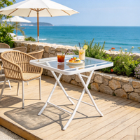 Nouvelle conception de table carrée en verre ondulé pliable pour l'extérieur, portable, durable, imperméable, en verre trempé