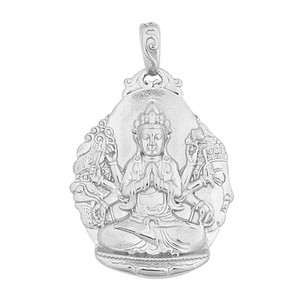 Collar de Hombre con Colgante de Buda de Ojos Enfados Estilo Religioso Vintage, Joyería Unisex de Acero Inoxidable y Titanio Retro - Product Image 6