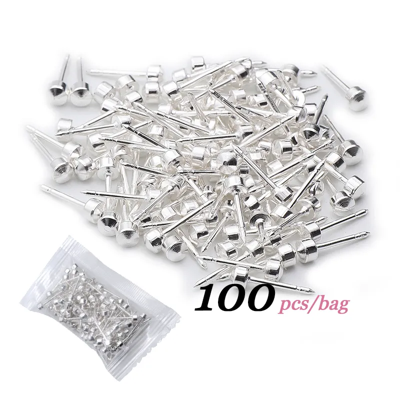 Lote de 100 tachuelas para pendientes, tapones gratuitos para Piercing en la oreja, herramienta para Piercing en la oreja, indolora, 4mm