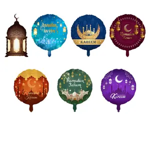 Eid Mubarak Classical Noble Round Balloon September Aluminum Foil Inflatable Balloons For Holiday Celebration Party Decorations