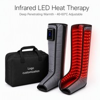 Masseur de jambes sans fil rechargeable à compression d'air, bottes de récupération à 6 chambres, panneau de contrôle double avec fonction de chauffage