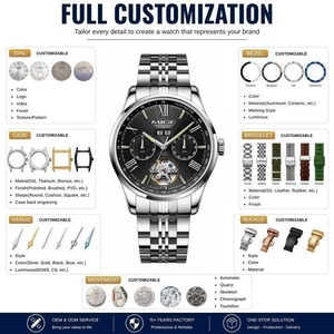 โลโก้แบบกำหนดเองของ OEM 50 ชิ้น นาฬิกาข้อมือผู้ชายแบบอัตโนมัติพร้อมเข็มเรืองแสง สีเงิน กันน้ำ สายสแตนเลส - Product Image 2