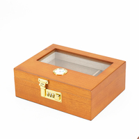 Boîte à cigares portable JH avec couvercle en verre, boîte-cadeau en bois avec serrure en laiton, boîte de rangement en bois de cèdre pour le bureau