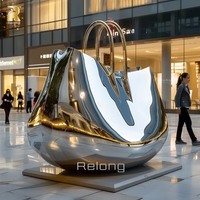Escultura de Bolsa de Acero Inoxidable Grande de Lujo RELONG, Personalizada para Decoración de Exteriores y Centros Comerciales