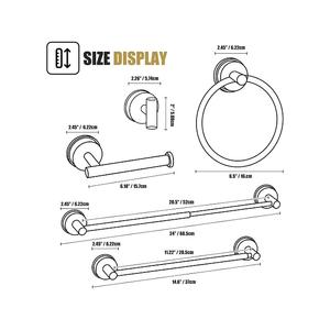 Juego de 5 piezas de baño de acero inoxidable 201, 2 ganchos, soporte para pañuelos, anillo de toalla, barra de toalla telescópica, montaje de ventosa - Product Image 2