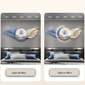 Arte cigno camera <span class=keywords><strong>da</strong></span> letto sfondo decorazione della parete dipinti moderna semplice luce di piume lampada a led pittura appesa - Product Image 2