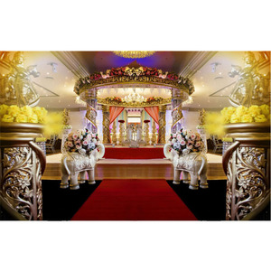 Royal Crystal Fiber Wedding Mandap Fabricante Boda Iluminado Crystal Fiber Mandap Nuevo Dynamic Round Wedding Crystal Mandap - Product Image 1