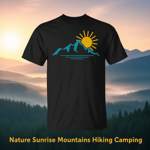 T-shirt Nature Sunrise Mountains pour randonnée, camping, camping-car, plein air - Product Image 3