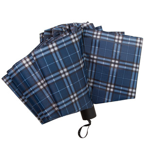 Manual Large Polyester Plaid Three-Fold Advertising Gift <b>Umbrella</b> with Custom Print Logo and UV Protection - Product Image 4