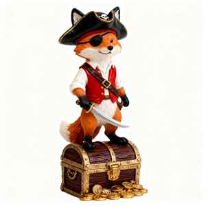 Statue artisanale en résine personnalisée - Chevalier lapin et renard pirate, décorations de jardin et de maison fantaisistes - Product Image 4