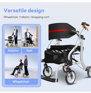 Easy Folding Aluminum Alloy <strong>Walker</strong> <strong>Rollator</strong> for Elderly-Multi-functional Four-wheel Shopping Rehabilitation Therapy Supplies - Product Image 3
