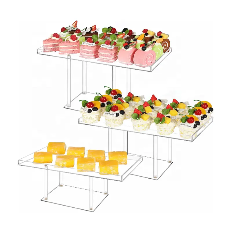 Acrylic món tráng miệng hiển thị Riser phục vụ khay cupcake đứng hiển thị cho tiệc cưới