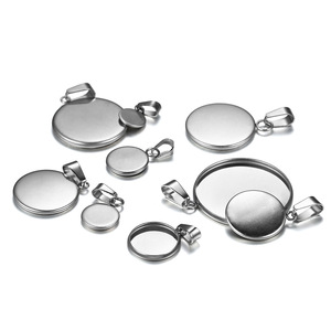 Plateau rond en acier inoxydable avec boucle unique pour la fabrication de colliers, base de composant de bijoux DIY de 6 à 30 mm - Product Image 4