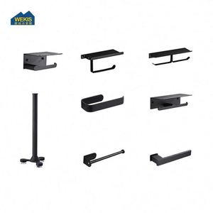 Porte-rouleau de papier toilette mural en acier inoxydable 304 noir avec étagère pour téléphone portable, porte-serviettes pour salle de bain - Product Image 5