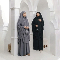 Ensemble musulman pour femmes, 2 pièces, respirant, polyester, élégant, été, grande taille, abaya, khimar, vêtements de prière pour l'Aïd et le Ramadan, vente en gros