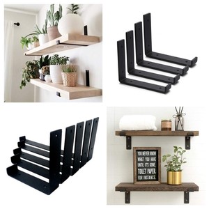 Iron Wall Triangular <b>Bracket</b> <b>Shelf</b>-Modern Simple <b>Black</b> Wall-Mounted Storage Rack with Strong & Easy Installation - Product Image 6