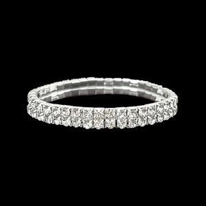 Fashion Cuff <b>Bracelets</b> Full <b>Crystal</b> Elastic Bangle Women's Party Jewelry Claw Setting Geometric Simple Design - Product Image 3