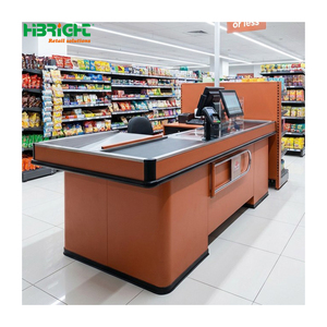 Modern Retail Cash Register Counter POS Checkout <b>Desk</b> with Side Magazine Shelf for Supermarket <b>Mini</b> Mart - Product Image 2
