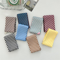 Écharpe fine rayée colorée pour femme, élégante, simple, polyvalente, attache-cheveux, petit foulard, ruban, écharpe longue en soie haut de gamme, bandeau pour cheveux
