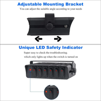 Boîte à interrupteurs à bascule rétroéclairée par LED 12V 6 gangues marche/arrêt SPST pour bateau, yacht, camping-car
