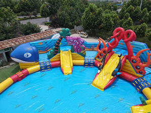 Parco acquatico a terra gonfiabile commerciale della terra Mobile con lo scivolo della piscina per gli adulti - Product Image 3