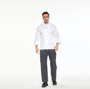 Ensemble uniforme <span class=keywords><strong>de</strong></span> chef professionnel personnalisé OEM <span class=keywords><strong>pour</strong></span> hommes et femmes, vêtements <span class=keywords><strong>de</strong></span> travail <span class=keywords><strong>de</strong></span> restaurant, veste <span class=keywords><strong>de</strong></span> chef à manches longues + <span class=keywords><strong>pantalon</strong></span>, ensemble deux pièces - Product Image 1