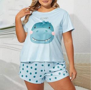 Pantaloncini pigiama completo rosso e nero nuova t-shirt larga e pantaloncini più un completo <span class=keywords><strong>da</strong></span> <span class=keywords><strong>casa</strong></span> a grandezza naturale - Product Image 2