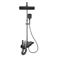 Ensemble de douche mural moderne et minimaliste en alliage d'aluminium, style touches de piano, avec pommeau de douche céramique haute pression effet pluie, directement de l'usine