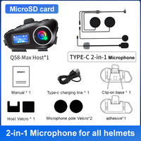 Casque de moto Q58 MAX avec intercom, batterie 1000mAh, étanche, réduction du bruit, écouteurs BT 5.3 avec écran LED et fonction FM