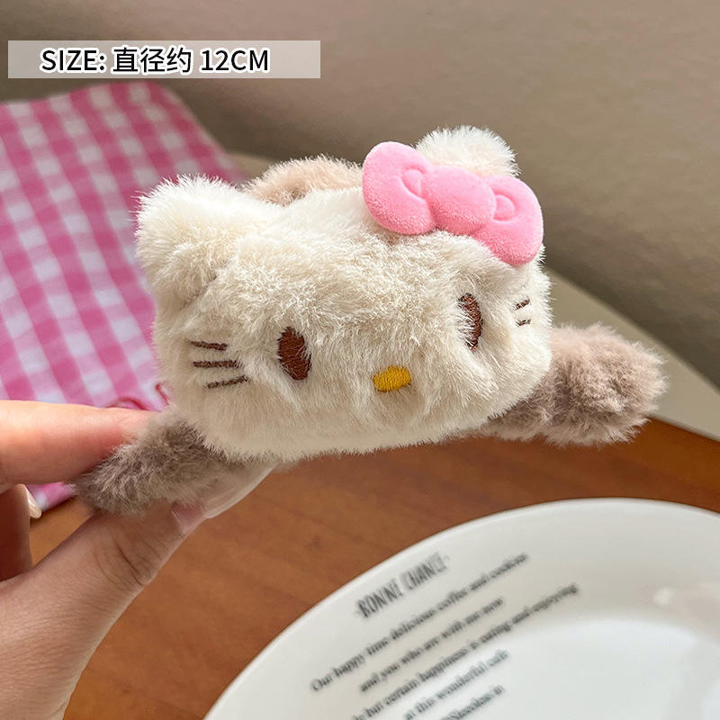 Black leather KT brown claw clip