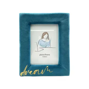 Customized Colorful Design Soft Velvet PU Wood Photo Picture Frame for Gift