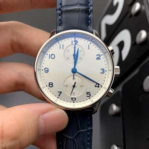 2025 Montre mécanique haut de gamme pour homme avec aiguille bleue et bracelet en cuir, fonction chronographe simple - Product Image 1
