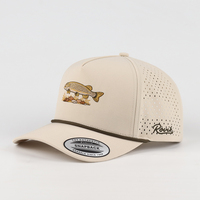Casquette de baseball unisexe personnalisée à 5 panneaux pour sports de plein air, imperméable, perforée, avec cordon, chapeau de golf, aimant pour balle, 100% polyester, motif pois et fruits