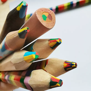 Crayon de couleur multicolore personnalisé, crayon <span class=keywords><strong>magique</strong></span> multicolore en bois Jumbo - Product Image 3
